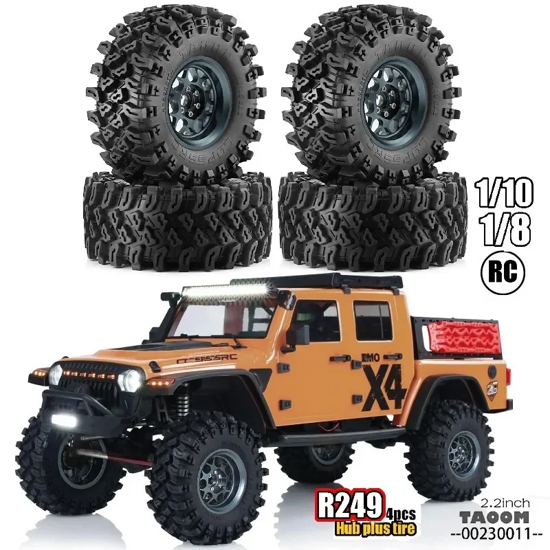 

2.2'' Metal Beadlock Wheels and Crawler Tires （4PCS）for 1/8 1/10 RC Crawler Car Upgrade KM5 YK4082 YK4083 SCX10 RBX10 RR10 TRX
