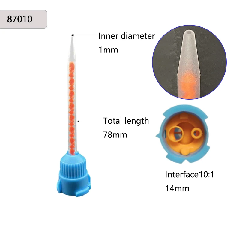 50/100pcs 10:1 Dental Impression Mixing Tips 7010 Dentistry Silicone Rubber Conveying Mixing Head Disposable Nozzles Mixing Tube