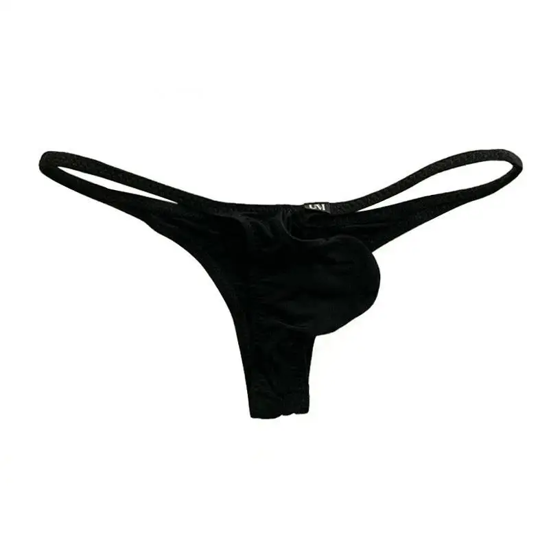 Men's Pure Color Bikini Briefs Low Waist Classic Silk Half Back Underwear with Pouch Cool Male Swimwear