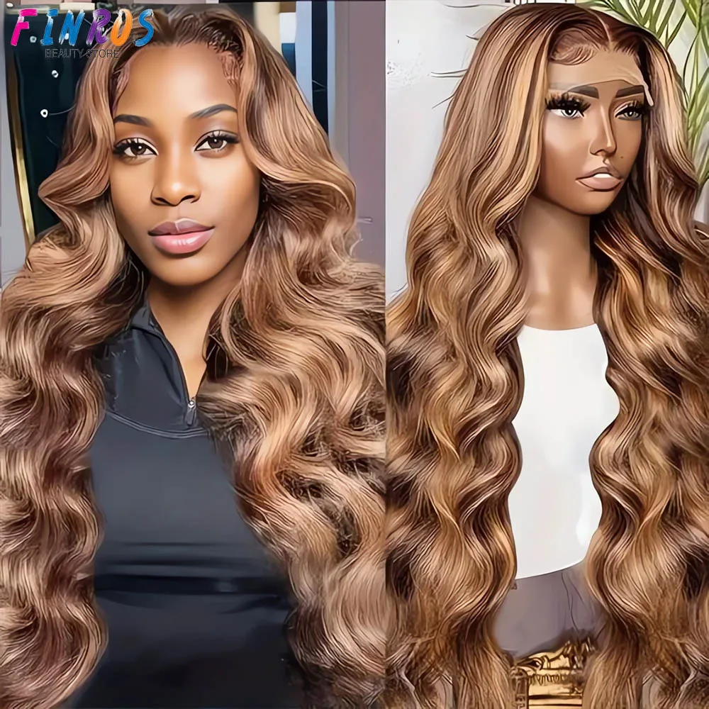 

P4/27 highlight Remy wig human hair Preplucked 30 inch Body Wave hd lace wig 13x6 human hair choice Cheap on sale clearance