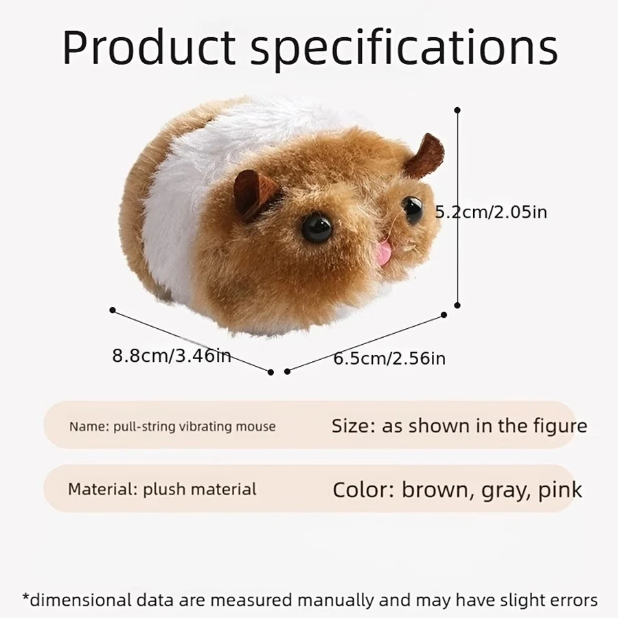 1/3 Piece Pet Toy, Cat and Dog Toy Pull-String Toy, Boredom-Relief Striped Plush Pull-And-Pull Mouse, Interactive Pull Ring Vibrating Mouse for Cats and Dogs