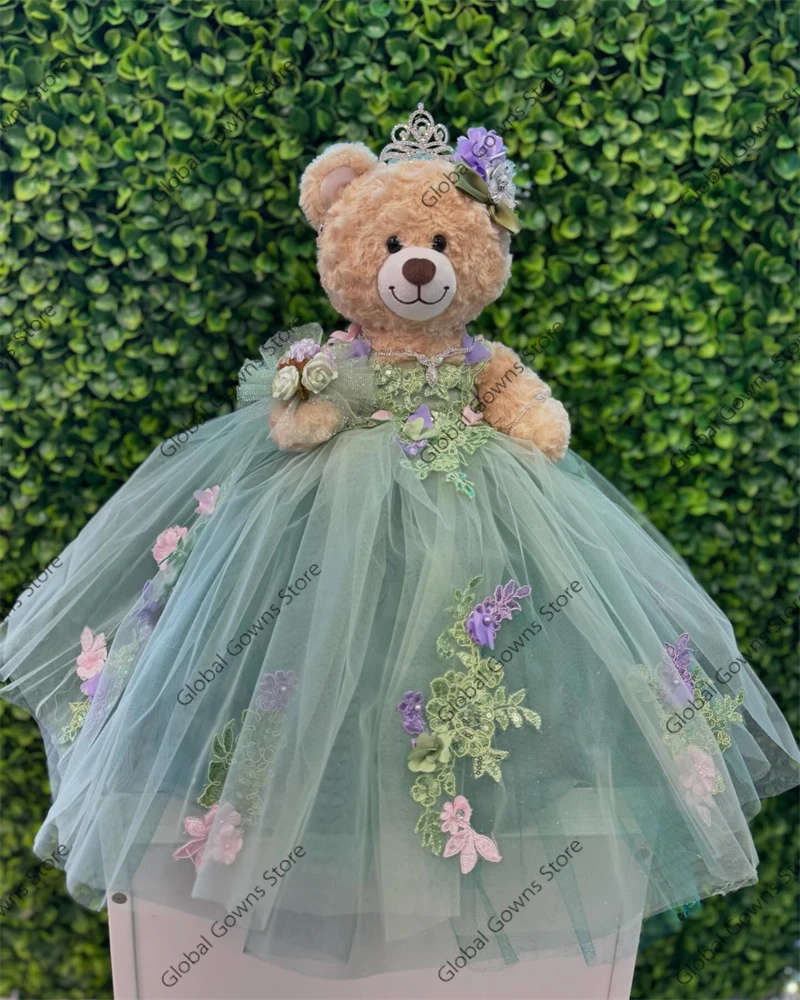 Green Special Link For Personalized Quinceanera Teddy Bear Dress Beaded Exquisite Flowers Appliques Robe De Bal Customized