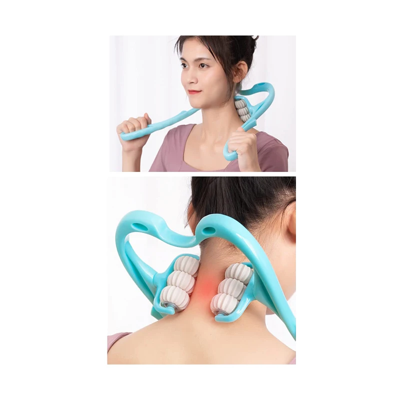 1pcs Cervical Massager Clip Neck Massage Six Wheel Neck Kneading Massager Manual Multifunctional Home