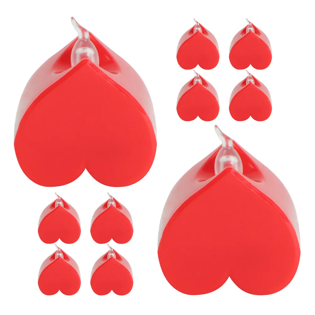 

12 шт. электрических светодиодных ламп в форме сердца, беспламенные, романтические, для свадебного декора, свечи-сердечки