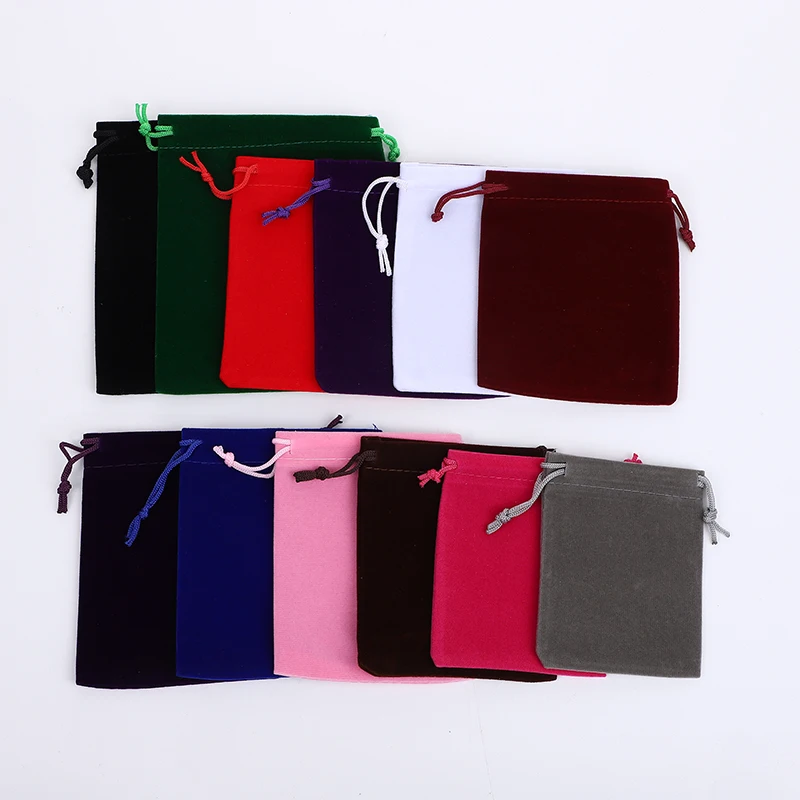 100pcs/Lot Drawstring Black Velvet Bags Jewellery Pouches 7x9 8x10 10x12 12x15cm Wedding Party Gift Packaging Bag Customize Logo