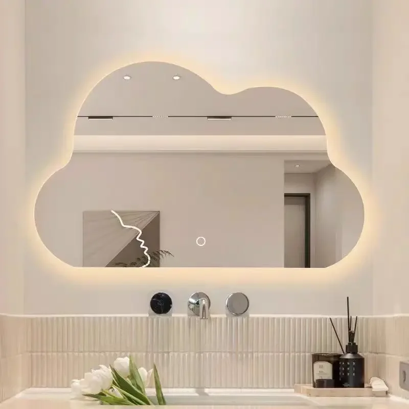 Ins Style Cloud Shape Design Three Color Lighting Vanity Mirror Smart Touch Control Lighted Makeup Mirror for Vanity Desk