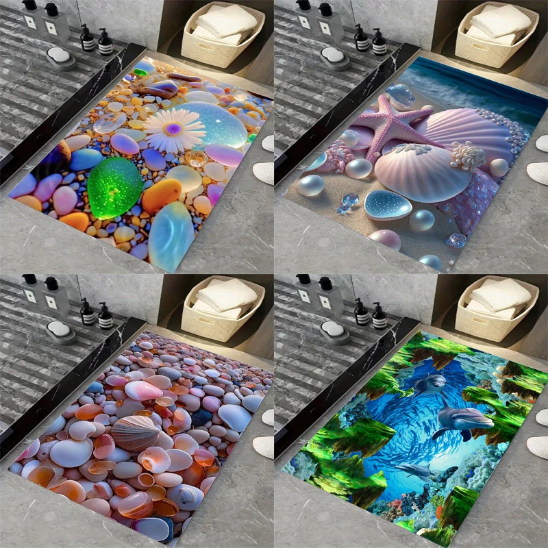 Colorful Cobblestone Bath Super Absorbent Shower Doormats Diatom Non Slip Entrance Rugs Diatom Mud Carpet for Home Bedroom Decor