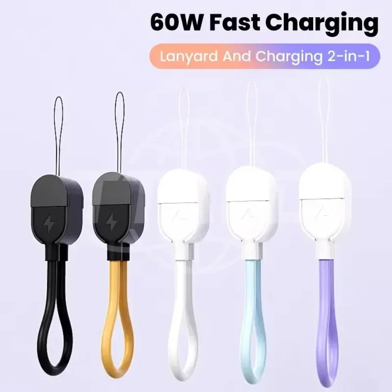 60W 17CM Short Cable Keychain 60W Type C To USB C Cable Fast Charging for IPhone 15 16 Samsung Xiaomi Power Bank USB C Data Cord