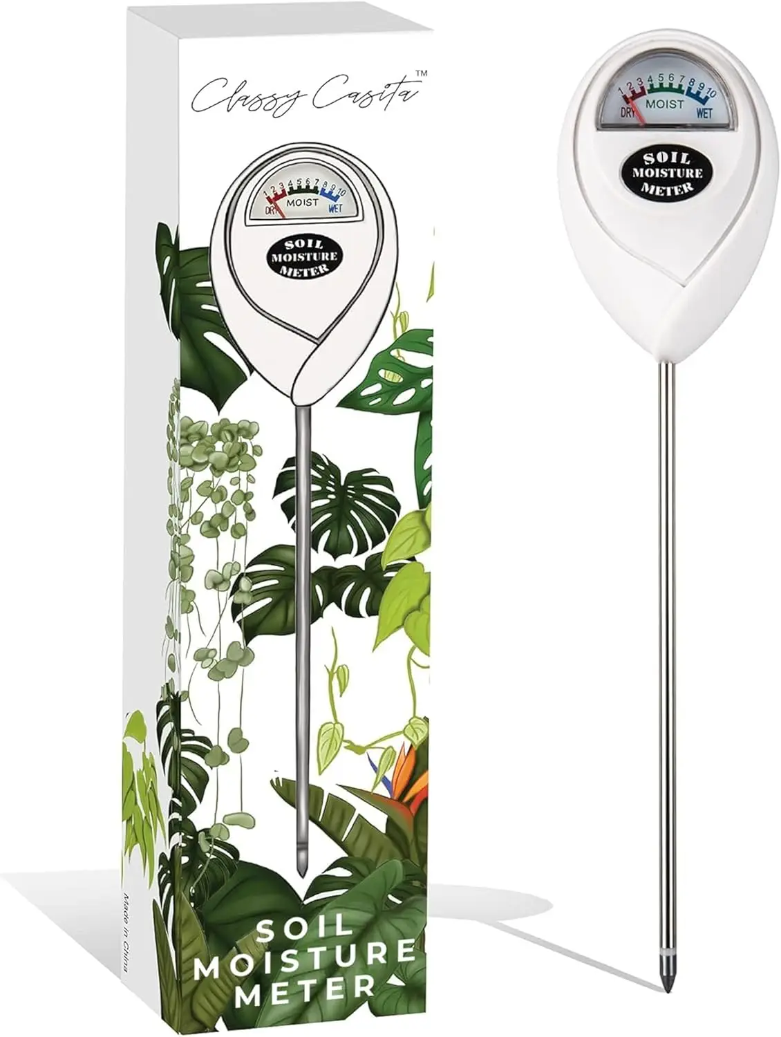 

Soil Moisture Meter for Indoor & Outdoor Plants, No Batteries Needed, White