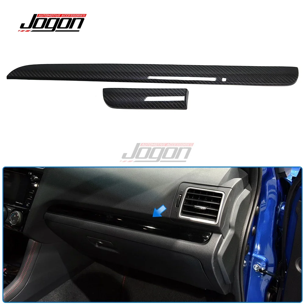 2PCS For Subaru WRX STI VA 2015-2022 Real Carbon fiber Car Interior Central Dashboard Strip Copilot Panel Cover Trim Accessories