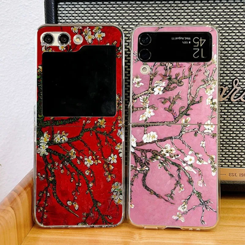 

Art Van Gogh Oil Painting Flower Phone Case For Samsung Galaxy Z Flip 7 6 5 4 3 For Samsung Flip7 Flip6 Shockproof Folding Cover