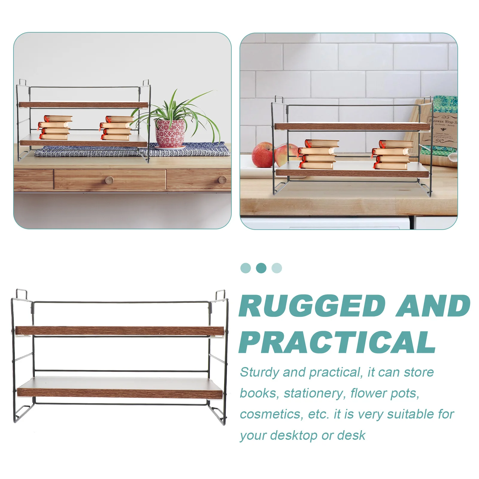 1Pcs Multi-Function Double Layer Desktop Storage Rack Office Table Organizer for Stationery Cosmetics Documents Sundries Storage