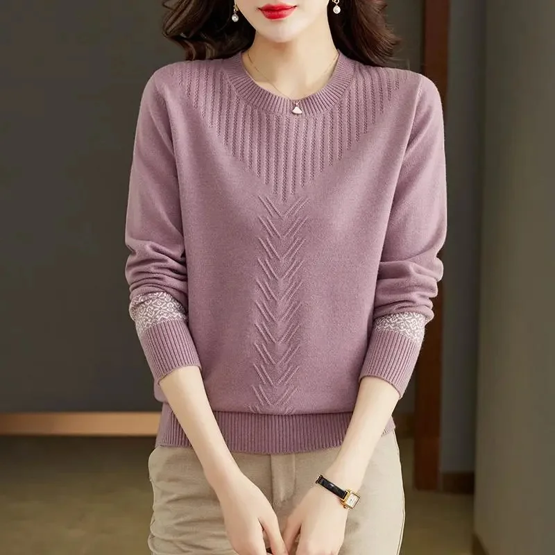 Women Sweater Autumn Winter O-neck Warm Knitwear Korean Casual Solid Bottoming Shirt Fashion Knit Pullovers Brown Sweater