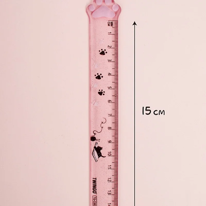 Linda regla de garra de gato multifunción, herramientas de dibujo DIY, reglas para estudiantes, doble servicio, suministros de oficina Escolar