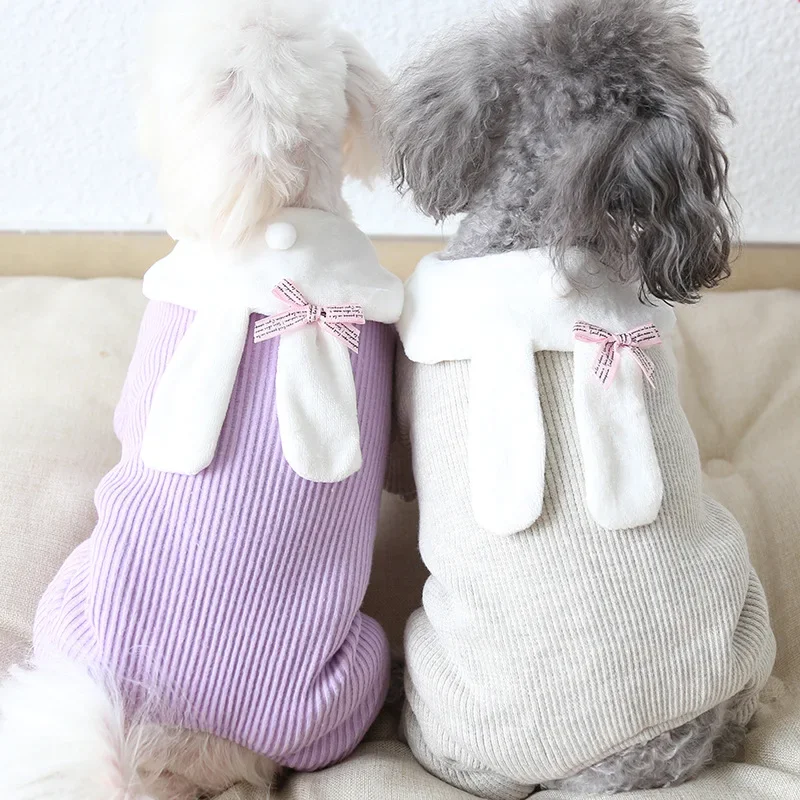 

2024 Autumn and Winter New Sweet Wool Rabbit Four-legged Clothes Pet Clothes