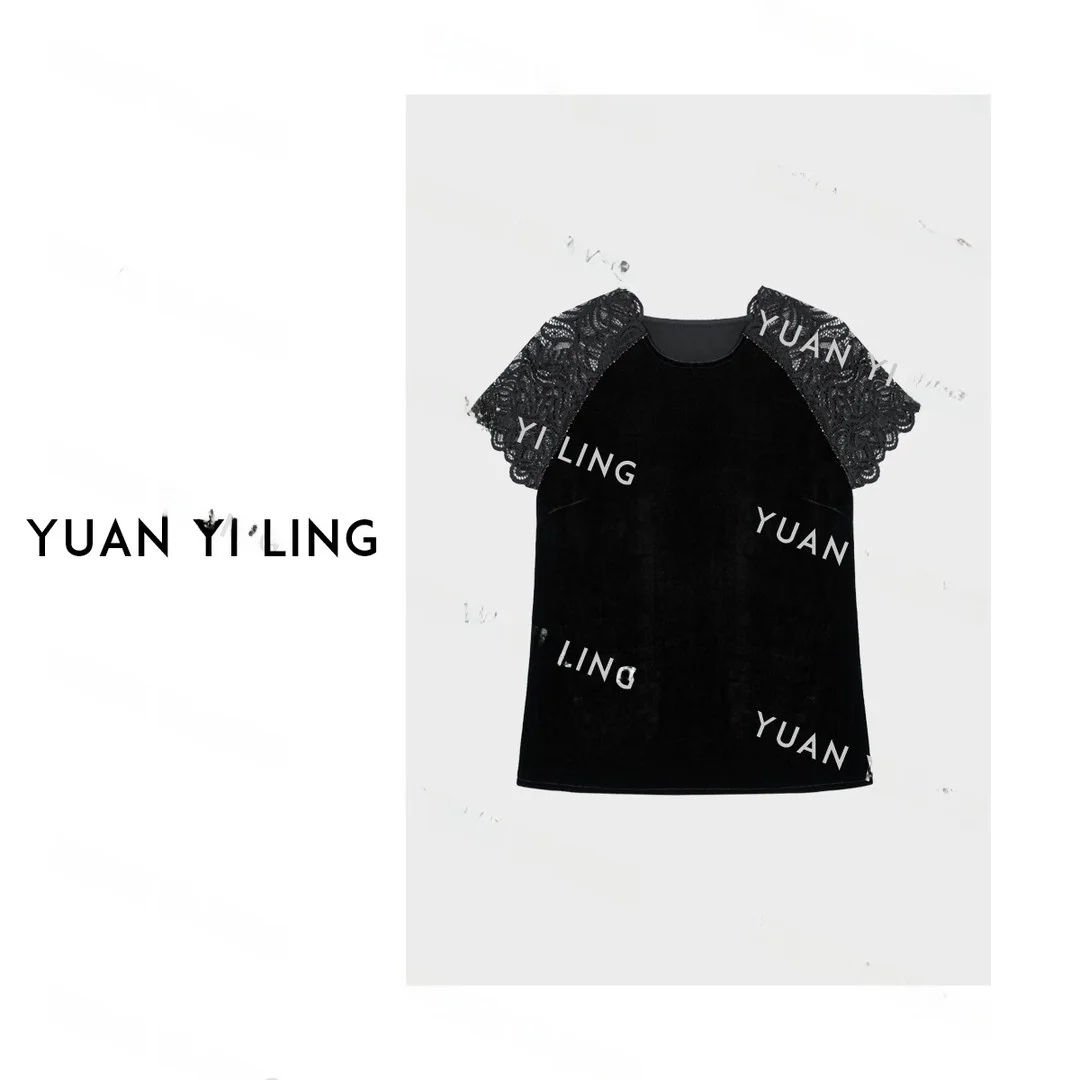

Элегантная ажурная шелковая футболка с кружевом для женщин, весна-лето, модная, с легким налетом зрелости, Ballei Qianjin от Yuan Yilin