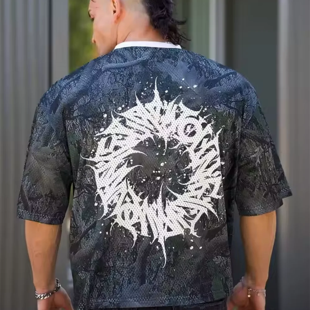 T-shirts Men Summer New Sports Man T-shirts Leisure Mesh Round Neck Fashion Loose And Comfortable Clothing Gym Running Shirts