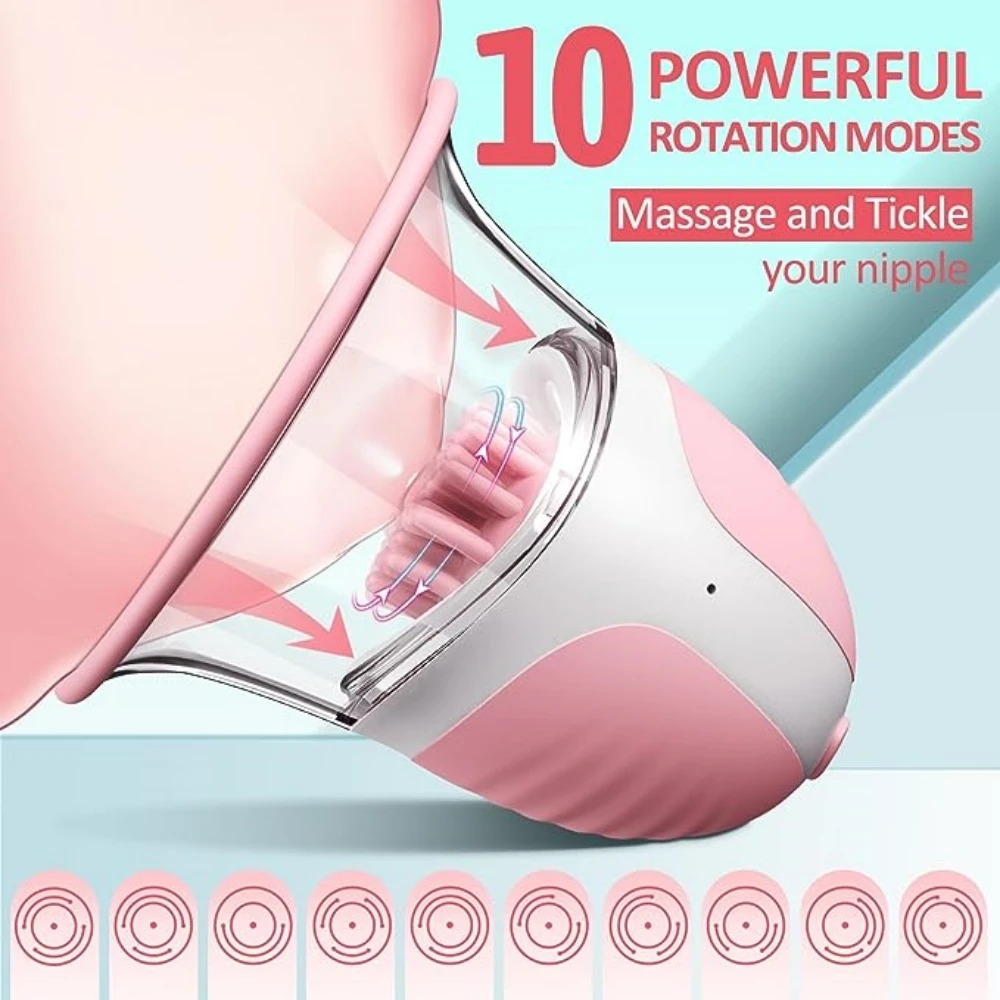 Nipple Toy Clamps,Strong Sucking Stimulator Massager with 10 Vibrator Rotation Modes Rechargeable  Sex Toys for Women Couples