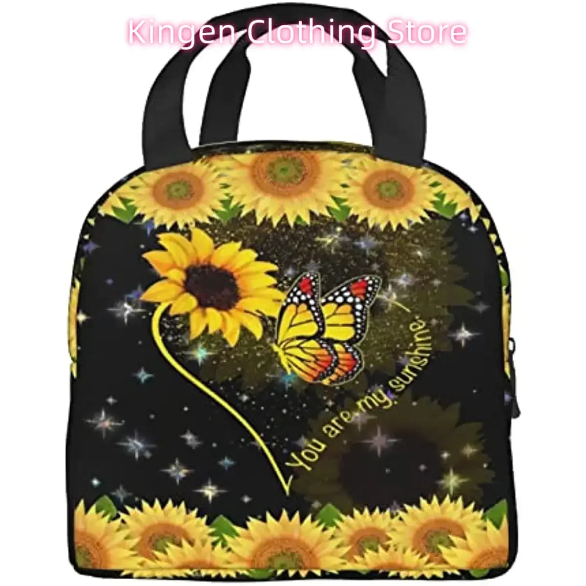 Butterfly, You Are My Sunshine, Sunflower, Cute Cartoon Character, Multi-functional Lunch Box, Reusable Lightweight Lunch Bag