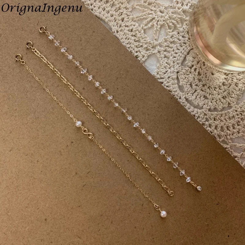 سوار إنفينيتي مملوء بالذهب عيار 14 قيراط مصنوع يدويًا من الكريستال الطبيعي مجوهرات رائعة مقاومة للتشويه للنساء