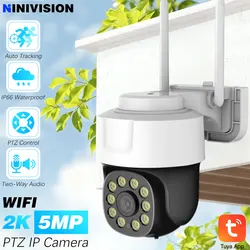 TUYA 5MP PTZ IP Camera For Security Track Protection 360° PTZ Control WIFI Surveillance Camera CCTV Outdoor Wireless Smart Home
