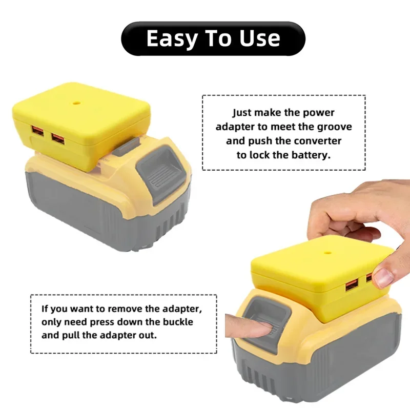 Connector Adapter Dual USB Power Bank Mobile Phone Charger For DeWalt For Milwaukee 18V 20V Lithium Battery For M18 48-11-1890