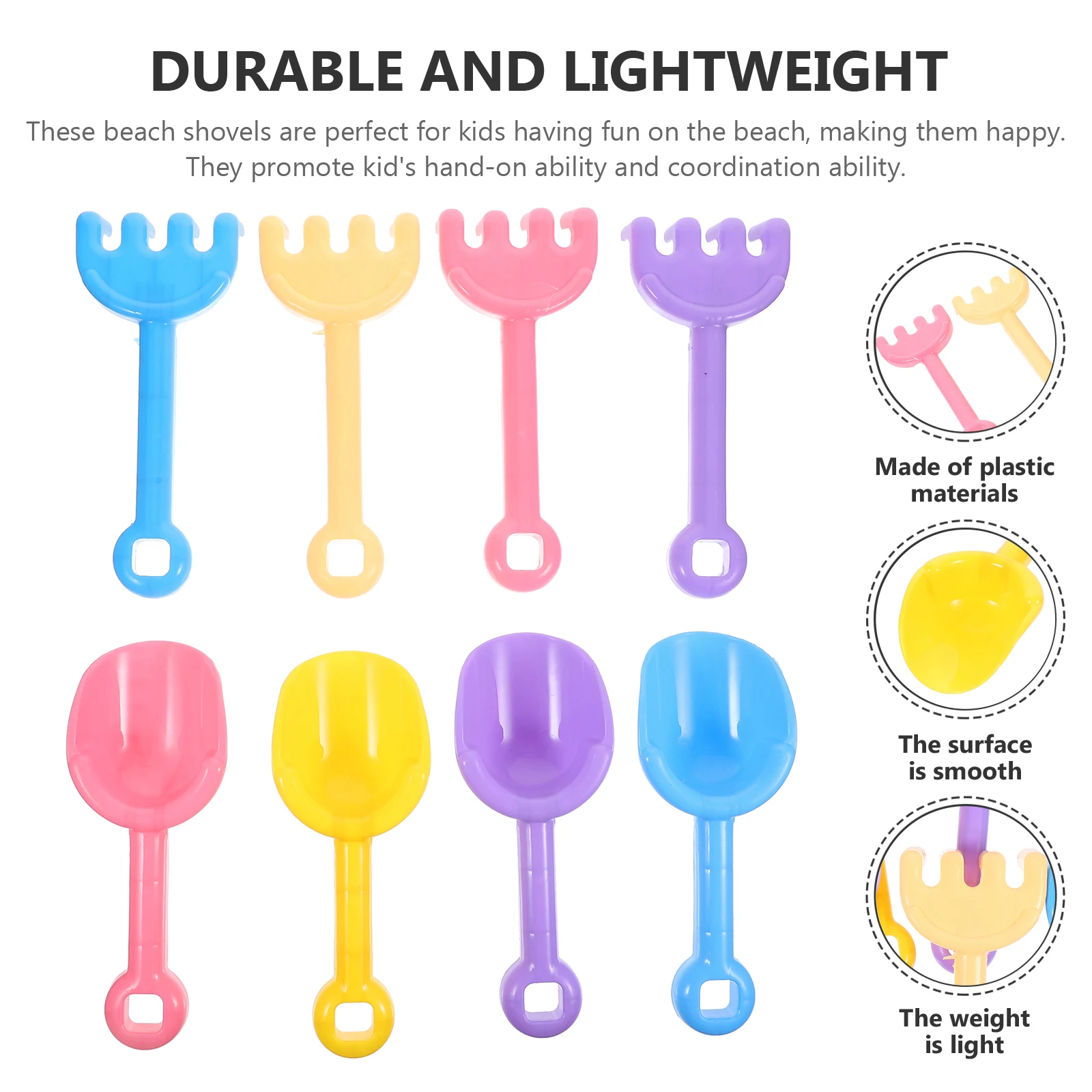 8pcs Sand Pool Tools Kids Beach Shovel Toys Outdoor Lightweight Portable Digging Playthings for Children Summer Party Gift
