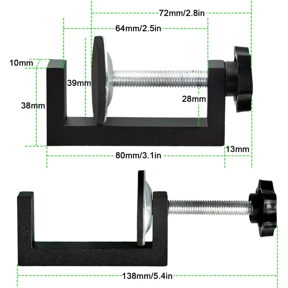 1/4 Pieces of G Fixture Kit, Clamping Range 10-57mm Woodworking Fixture, Adjustable Workbench Fixture Tool Accessories