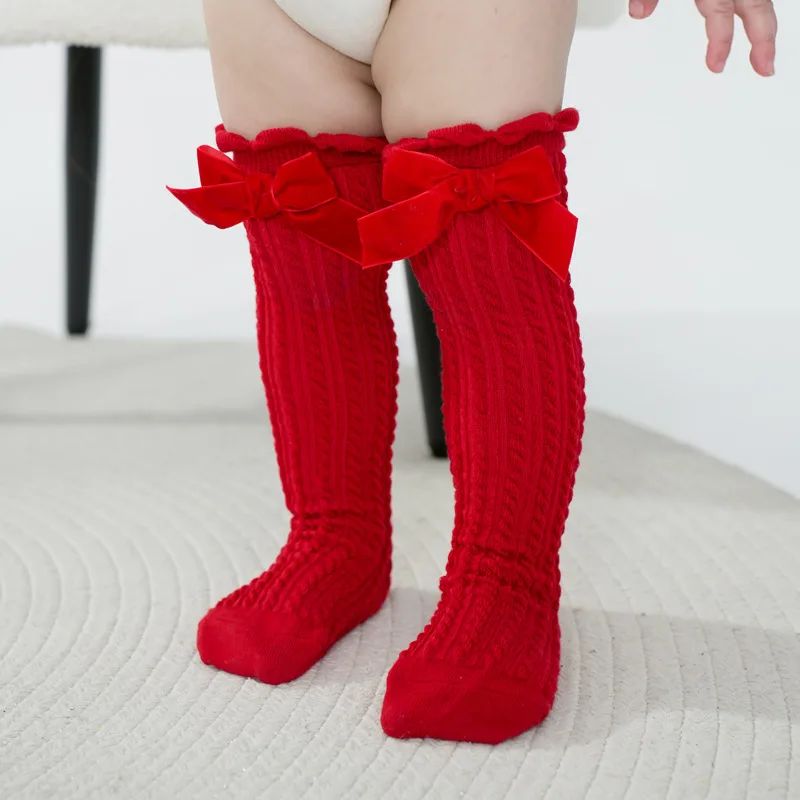 

Baby Socks 2024 Spring Summer Bow Knee High Stocking for Girls Children Breathable Mesh Stockings Boys Leg Warmer Clothing