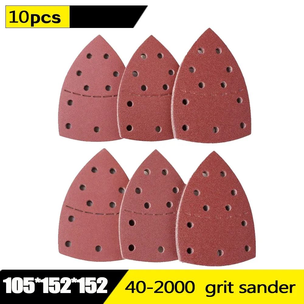 10pc Mouse Detail Sander Sandpaper 11 Holes Triangular Sanding Paper for Multi Sander Bosch PSM 160A Detail Palm 40-2000 Grits