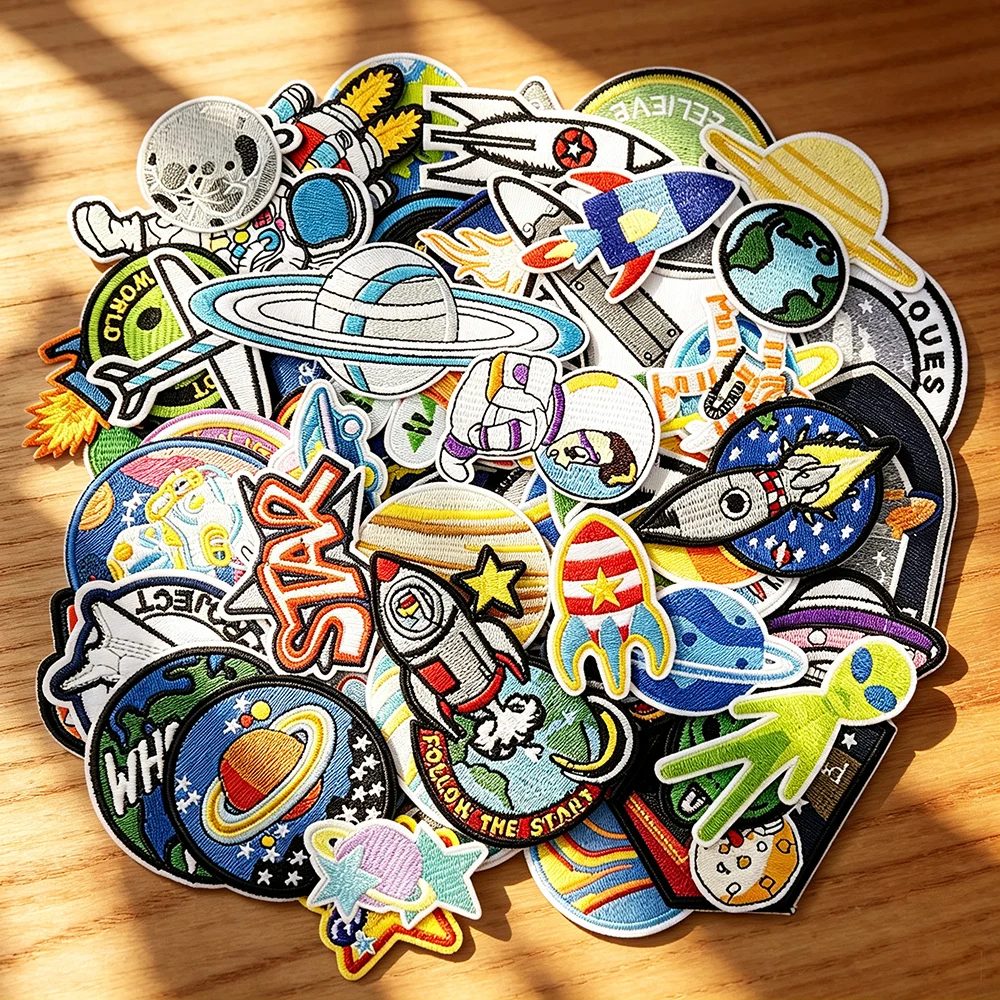 50Pcs/Lot Embroidered Patches Iron-On Sew-On Applique for Jackets Jeans Backpacks Clothing Decoration Repair Modify Mend Patch