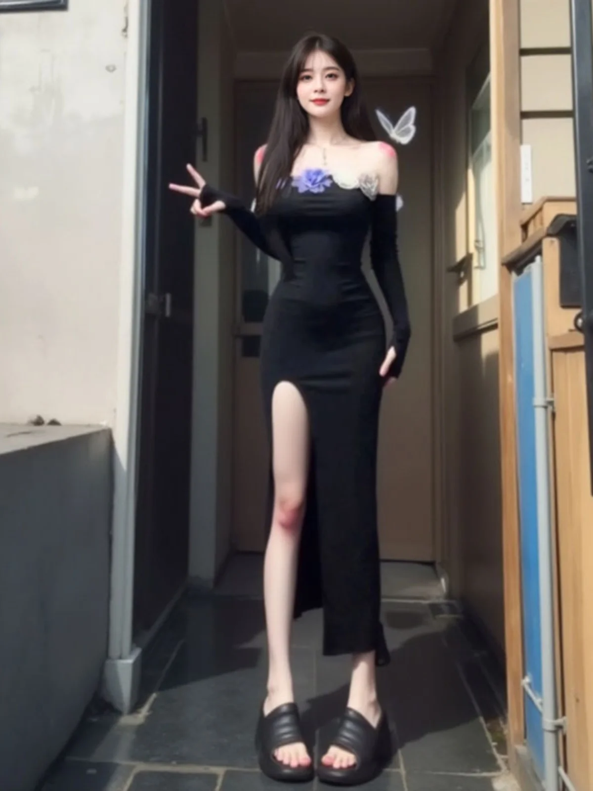 

Сексуальное облегающее платье на одно плечо с разрезом, с высокой талией, из смесового хлопка, с длинными рукавами, для торжественных случаев, подходит для различных мероприятий