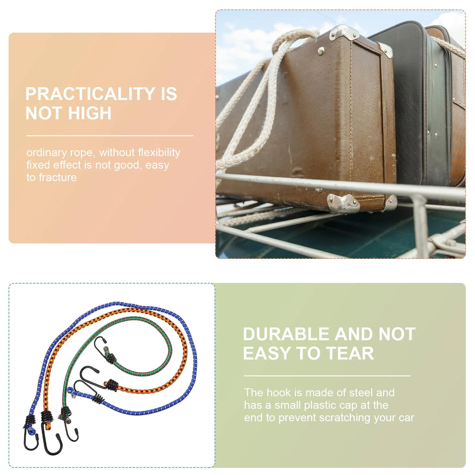 

3 шт. эластичная банджи-веревка, прочный эластичный грузовой ремень для автомобиля, грузовика, мотоцикла, багажа, натяжитель ремня