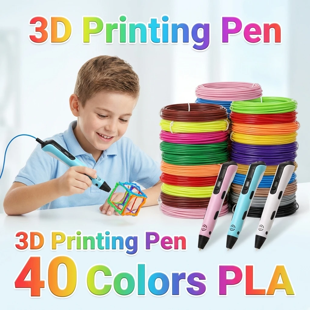 

Новая 3D-ручка для рисования, 40 цветов, PLA 1,75 мм, детская 3D-ручка, материал 0,7 мм, для самостоятельного творчества, подарок на день рождения для мальчиков и девочек