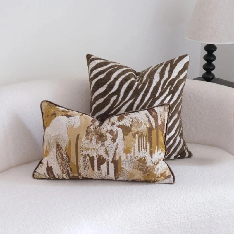 30X50/45X45 Brown French Throw Pillow Cover Modern Luxury Waist Cushion Cover Decor Home Decorative Pillowcase