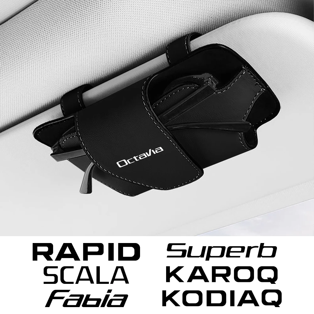 Car Sun Visor Magnetic Glasses Storage Box For Skoda Octavia Fabia Rapid Superb Kodiaq Scala Karoq Citigo Kamiq Roomster Enyaq