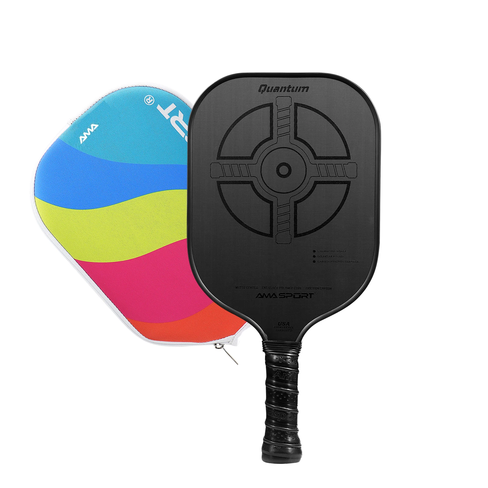 

AMASPORT Lightweight Carbon Fiber Pickleball Paddle, USAPA Approved, High-Grit Friction Textured Surface for Maximum Spin