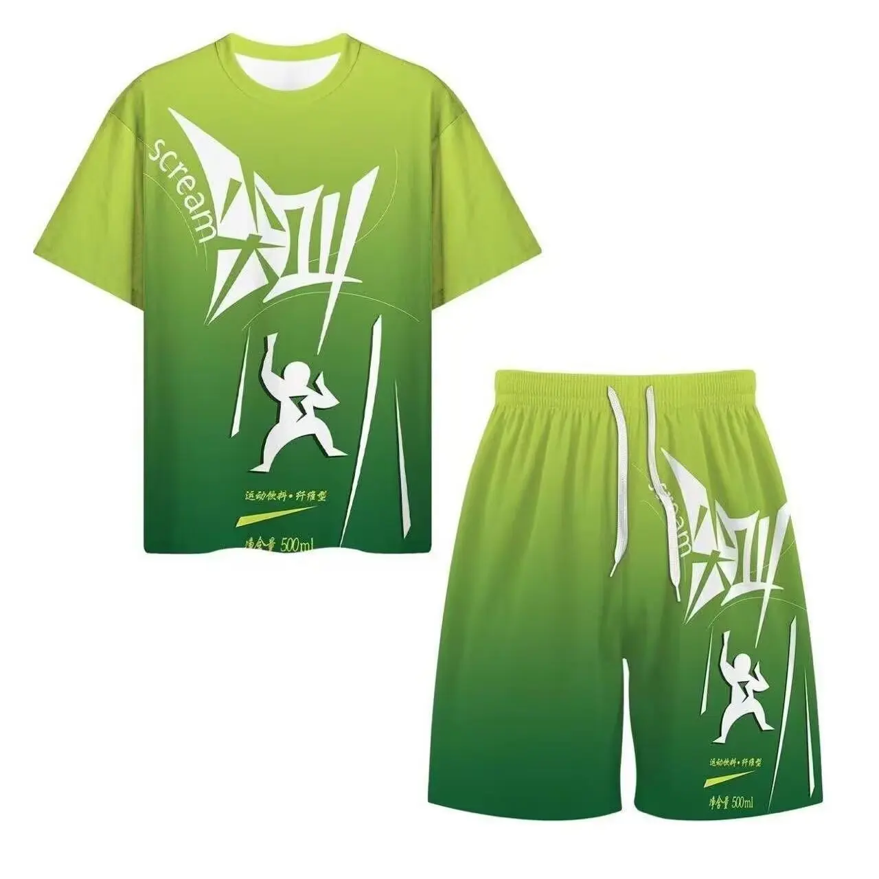 

Farmer's Mountain Abstract Electrolyte Short Sleeve T-Shirt Set Sportswear Trendy Unisex Print T-Shirt Set Youth Summer Fashion