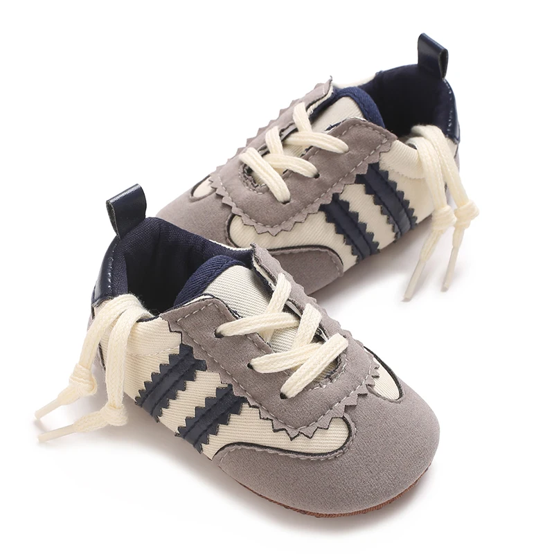 Baby Boys Girls Spring Autumn Shoes 0-1 Year First Step Fashion Striped Rubber Soles Casual Sports Newborn