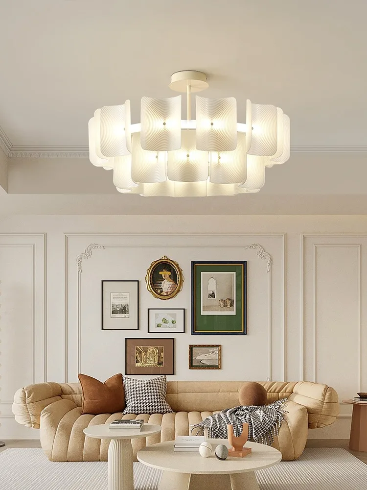 Living room pendant light hall main light 2024 new dining room bedroom full spectrum French cream wind LED lighting fixture