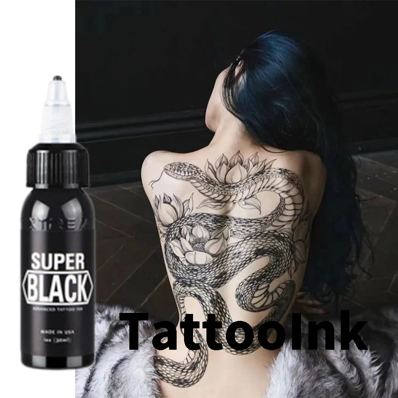 

BLK Professional TattooInk Body Art Natural Plant Micropigmentation Pigment Permanent Tattoo Ink Indian DIY Body Paint TBK 1 OZ