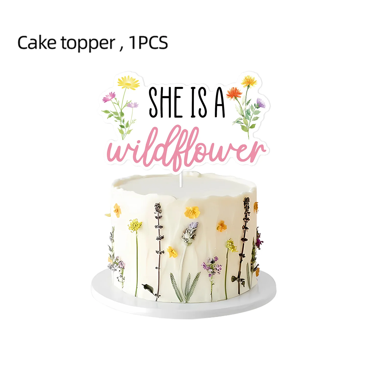 Frühling Wildblume Geschirr Mädchen Geburtstag Tischdekorationen Pappteller Tasse Serviette Kuchen Dekor Schmetterling Floral Baby Shower Party – Detail 3