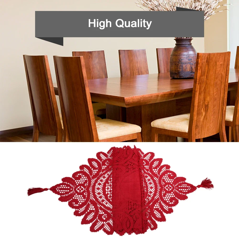 Vintage Table Runner Accessories Celebrations Family Floral Graduations Hand Holiday Knitted Lace Party Reusable