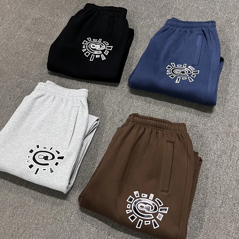 ADWYSD Fleece Lined Casual Sweatpants American Style Loose Fit Straight Leg Long Pants Sun Roll Hip Hop High Street Loose Lei...