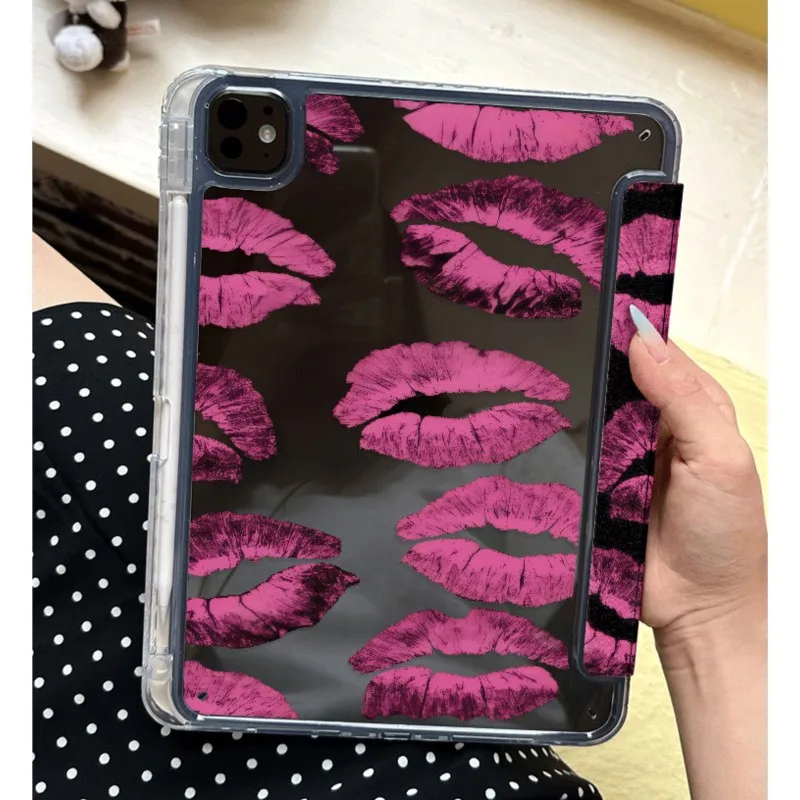 Y2K Vintage Lipstick Tablet Case Black Pink Trifold Stand for Huawei MatePad Pro 10.8in SE 11in 10.95in 11.5S Air 11.5inch Cover