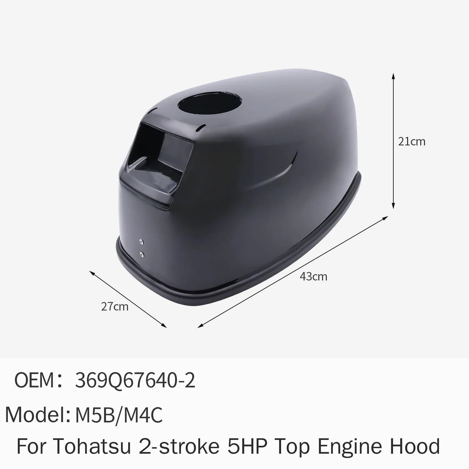 

Outboard Engine Housings Top Cover Engine Hood for Tohatsu 2-stroke 5.0HP 369Q67640-2