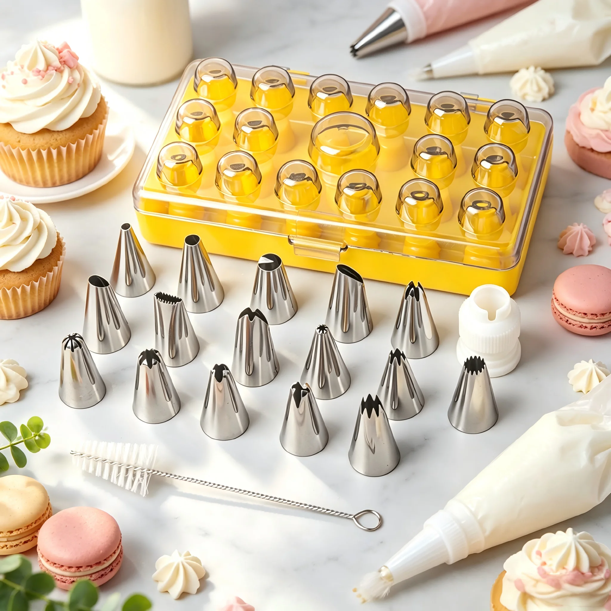 18PCS Icing Piping Nozzles Set Food-Grade Stainless Steel Russian Tulip Tips for Cake Cream Decorating Cupcake Cookie Home Bakin