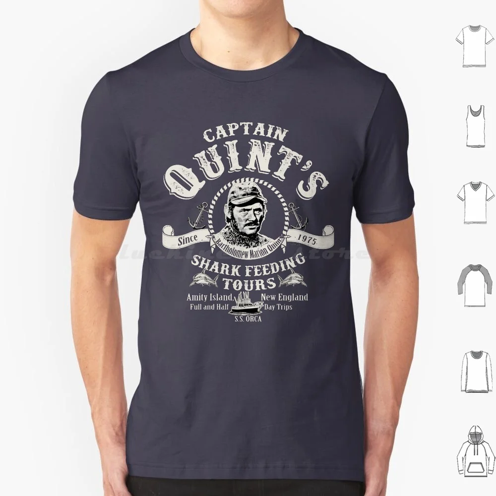 Captain Quint'S Shark Feeding Tours ( Universal ? Ucs Llc ) T Shirt 6Xl Cotton Cool Tee Jaws Shark Classic Movie 70S Quint