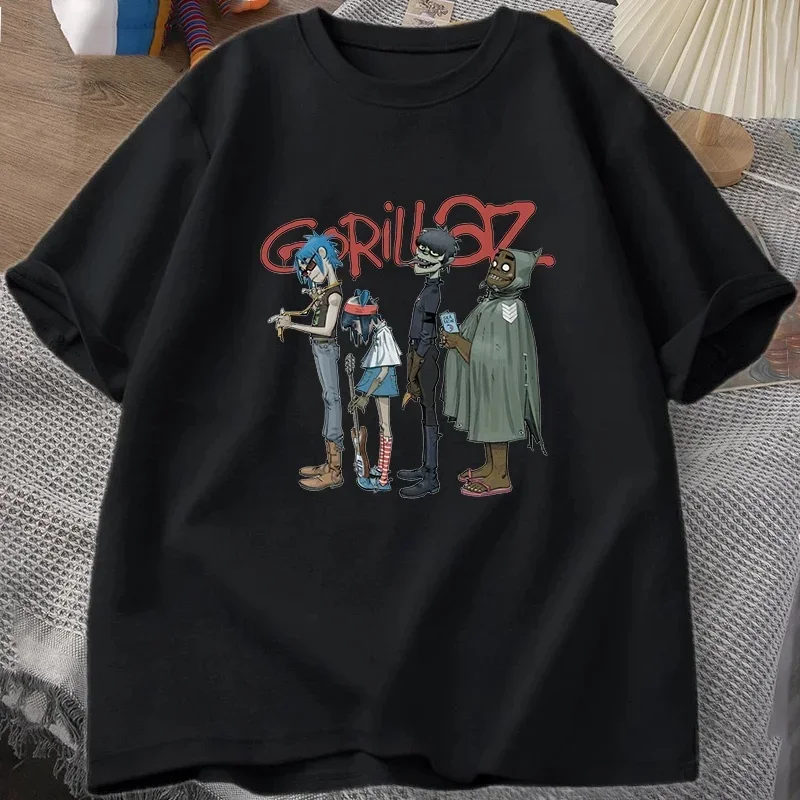 Camiseta de banda de música Gorillaz PUNK ROCK para hombres y mujeres, camisetas de manga corta de algodón con cuello redondo de