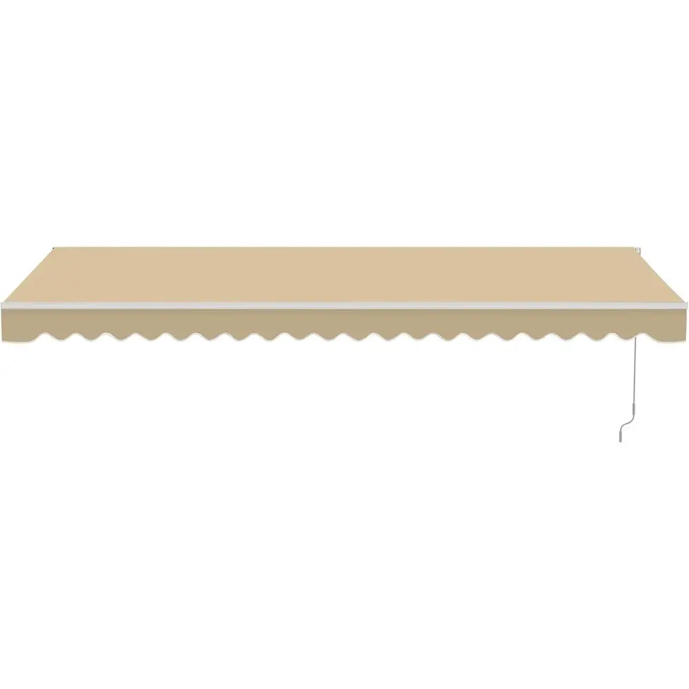 

10' x 20' Motorized & Manual Crank Caribbean-Style Outdoor Awning with UV-Resistant Desert Sand Fabric